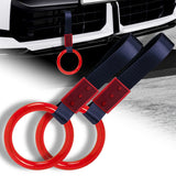 Round Crystal-Style Ring JDM Tsurikawa Drift Subway Train Bus Handle Strap – Universal Car Interior Hanging Charm, Navy Blue Nylon X2