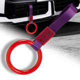 Round Crystal-Style Ring JDM Tsurikawa Drift Subway Train Bus Handle Strap – Universal Car Interior Hanging Charm, Purple Nylon X1