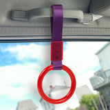 Round Crystal-Style Ring JDM Tsurikawa Drift Subway Train Bus Handle Strap – Universal Car Interior Hanging Charm, Purple Nylon X2
