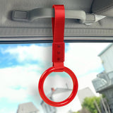 Round Crystal-Style Ring JDM Tsurikawa Drift Subway Train Bus Handle Strap – Universal Car Interior Hanging Charm, Red Nylon X2