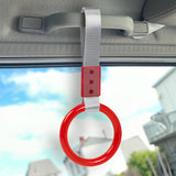 Round Crystal-Style Ring JDM Tsurikawa Drift Subway Train Bus Handle Strap – Universal Car Interior Hanging Charm, Silver Nylon X2
