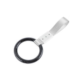 Round JDM Tsurikawa Drift Subway Train Bus Handle Strap – Universal Car Interior Hanging Charm, Silver Nylon X1