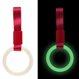 Round JDM Tsurikawa Drift Subway Train Bus Handle Strap – Universal Car Interior Hanging Charm, Red Nylon X2