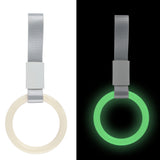 Round JDM Tsurikawa Drift Subway Train Bus Handle Strap – Universal Car Interior Hanging Charm, Silver Nylon X2