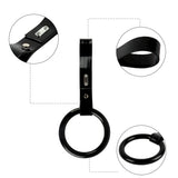 Round JDM Tsurikawa Drift Subway Train Bus Handle Strap – Universal Car Interior Hanging Charm, Black PVC X1
