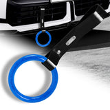 Round Crystal-Style Ring JDM Tsurikawa Drift Subway Train Bus Handle Strap – Universal Car Interior Hanging Charm, Black PVC X1