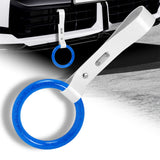 Round Crystal-Style Ring JDM Tsurikawa Drift Subway Train Bus Handle Strap – Universal Car Interior Hanging Charm, White PVC X1