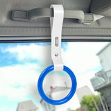 Round Crystal-Style Ring JDM Tsurikawa Drift Subway Train Bus Handle Strap – Universal Car Interior Hanging Charm, White PVC X2