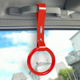 Round Crystal-Style Ring JDM Tsurikawa Drift Subway Train Bus Handle Strap – Universal Car Interior Hanging Charm, Red PVC X2