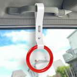 Round Crystal-Style Ring JDM Tsurikawa Drift Subway Train Bus Handle Strap – Universal Car Interior Hanging Charm, White PVC X2