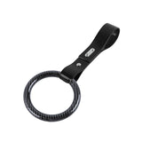 Round JDM Tsurikawa Drift Subway Train Bus Handle Strap – Universal Car Interior Hanging Charm, Black PVC X1
