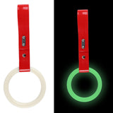 Round JDM Tsurikawa Drift Subway Train Bus Handle Strap – Universal Car Interior Hanging Charm, Red PVC X2