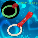 Round JDM Tsurikawa Drift Subway Train Bus Handle Strap – Universal Car Interior Hanging Charm, Red PVC X1