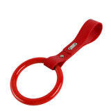Round JDM Tsurikawa Drift Subway Train Bus Handle Strap – Universal Car Interior Hanging Charm, Red PVC X1