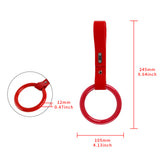 Round Crystal-Style Ring JDM Tsurikawa Drift Subway Train Bus Handle Strap – Universal Car Interior Hanging Charm, Red PVC X2