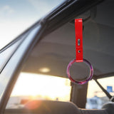 Round JDM Tsurikawa Drift Subway Train Bus Handle Strap – Universal Car Interior Hanging Charm, Red PVC X1