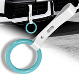 Round JDM Tsurikawa Drift Subway Train Bus Handle Strap – Universal Car Interior Hanging Charm, White PVC X1