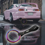 Round JDM Tsurikawa Drift Subway Train Bus Handle Strap – Universal Car Interior Hanging Charm, Carbon Fiber Pattern PVC X1