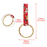 Natural Bamboo Ring JDM Tsurikawa Drift Subway Train Bus Handle Strap – Universal Car Interior Hanging Charm, Bosozoku Red Dogs Pattern Retro Fabric Strap X1
