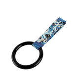 Round JDM Tsurikawa Drift Subway Train Bus Handle Strap – Universal Car Interior Hanging Charm, Bosozoku Blue Waves Pattern Retro Nylon Strap X1
