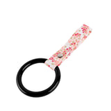 Round JDM Tsurikawa Drift Subway Train Bus Handle Strap – Universal Car Interior Hanging Charm, Bosozoku Pink Flowers Pattern Retro Nylon Strap X1