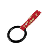 Round JDM Tsurikawa Drift Subway Train Bus Handle Strap – Universal Car Interior Hanging Charm, Bosozoku Red Flowers Pattern Retro Nylon Strap X1