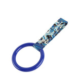 Round JDM Tsurikawa Drift Subway Train Bus Handle Strap – Universal Car Interior Hanging Charm, Bosozoku Blue Waves Pattern Retro Nylon Strap X1