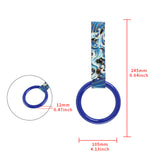 Round JDM Tsurikawa Drift Subway Train Bus Handle Strap – Universal Car Interior Hanging Charm, Bosozoku Blue Waves Pattern Retro Nylon Strap X1