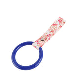 Round JDM Tsurikawa Drift Subway Train Bus Handle Strap – Universal Car Interior Hanging Charm, Bosozoku Pink Flowers Pattern Retro Nylon Strap X1