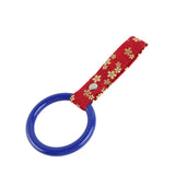 Round JDM Tsurikawa Drift Subway Train Bus Handle Strap – Universal Car Interior Hanging Charm, Bosozoku Red Flowers Pattern Retro Nylon Strap X1