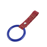 Round JDM Tsurikawa Drift Subway Train Bus Handle Strap – Universal Car Interior Hanging Charm, Bosozoku Red Clouds Pattern Retro Nylon Strap X1
