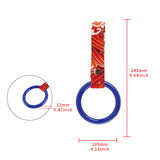 Round Crystal-Style Ring JDM Tsurikawa Drift Subway Train Bus Handle Strap – Universal Car Interior Hanging Charm, Bosozoku Red Waves Pattern Retro Nylon Strap X1