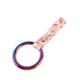 Round JDM Tsurikawa Drift Subway Train Bus Handle Strap – Universal Car Interior Hanging Charm, Bosozoku Pink Flowers Pattern Retro Nylon Strap X1