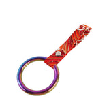 Round JDM Tsurikawa Drift Subway Train Bus Handle Strap – Universal Car Interior Hanging Charm, Bosozoku Red Waves Pattern Retro Nylon Strap X1