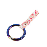 Round JDM Tsurikawa Drift Subway Train Bus Handle Strap – Universal Car Interior Hanging Charm, Bosozoku Pink Flowers Pattern Retro Nylon Strap X1