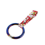Round JDM Tsurikawa Drift Subway Train Bus Handle Strap – Universal Car Interior Hanging Charm, Bosozoku Red Cats Pattern Retro Nylon Strap X1