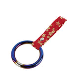 Round JDM Tsurikawa Drift Subway Train Bus Handle Strap – Universal Car Interior Hanging Charm, Bosozoku Red Flowers Pattern Retro Nylon Strap X1