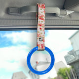 Round Crystal-Style Ring JDM Tsurikawa Drift Subway Train Bus Handle Strap – Universal Car Interior Hanging Charm, Bosozoku Pink Flowers Pattern Retro Nylon Strap X1