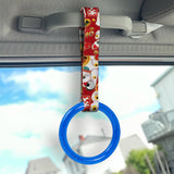 Round Crystal-Style Ring JDM Tsurikawa Drift Subway Train Bus Handle Strap – Universal Car Interior Hanging Charm, Bosozoku Red Cats Pattern Retro Nylon Strap X1