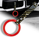Round Crystal-Style Ring JDM Tsurikawa Drift Subway Train Bus Handle Strap – Universal Car Interior Hanging Charm, Bosozoku Green Waves Pattern Retro Nylon Strap X1