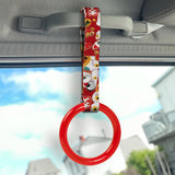 Round Crystal-Style Ring JDM Tsurikawa Drift Subway Train Bus Handle Strap – Universal Car Interior Hanging Charm, Bosozoku Red Cats Pattern Retro Nylon Strap X1
