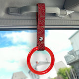 Round Crystal-Style Ring JDM Tsurikawa Drift Subway Train Bus Handle Strap – Universal Car Interior Hanging Charm, Bosozoku Red Clouds Pattern Retro Nylon Strap X1