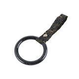 Round JDM Tsurikawa Drift Subway Train Bus Handle Strap – Universal Car Interior Hanging Charm, Bosozoku Black Clouds Pattern Retro Nylon Strap X1