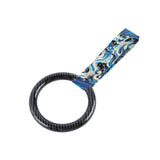 Round JDM Tsurikawa Drift Subway Train Bus Handle Strap – Universal Car Interior Hanging Charm, Bosozoku Blue Waves Pattern Retro Nylon Strap X1
