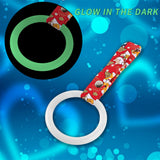 Round JDM Tsurikawa Drift Subway Train Bus Handle Strap – Universal Car Interior Hanging Charm, Bosozoku Red Dogs Pattern Retro Nylon Strap X1