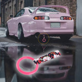 Round JDM Tsurikawa Drift Subway Train Bus Handle Strap – Universal Car Interior Hanging Charm, Bosozoku Black Cats Pattern Retro Nylon Strap X1