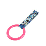 Round JDM Tsurikawa Drift Subway Train Bus Handle Strap – Universal Car Interior Hanging Charm, Bosozoku Blue Waves Pattern Retro Nylon Strap X1