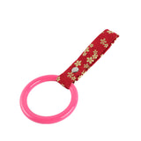 Round JDM Tsurikawa Drift Subway Train Bus Handle Strap – Universal Car Interior Hanging Charm, Bosozoku Red Flowers Pattern Retro Nylon Strap X1