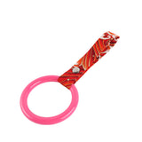 Round JDM Tsurikawa Drift Subway Train Bus Handle Strap – Universal Car Interior Hanging Charm, Bosozoku Red Waves Pattern Retro Nylon Strap X1