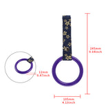 Round JDM Tsurikawa Drift Subway Train Bus Handle Strap – Universal Car Interior Hanging Charm, Bosozoku Blue Flowers Pattern Retro Nylon Strap X1